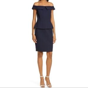 Ted Baker Navy Off-Shoulder Peplum Dress